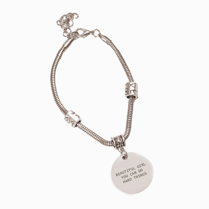 To My Daughter "Beautiful Girl You Can Do Hard Things" Bracelet