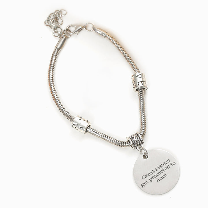 To My Sister/Friend "Great sisters get promoted to Aunt" Bracelet