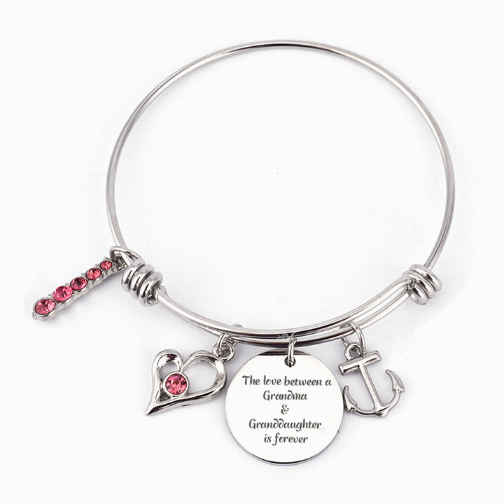 [Custom Name And Optional Address] To My GRANDDAUGHTER "The love between a [grandma] and granddaughter is forever" Bracelet [💞 Bracelet +💌 Gift Card + 🎁 Gift Box + 💐 Gift Bouquet]