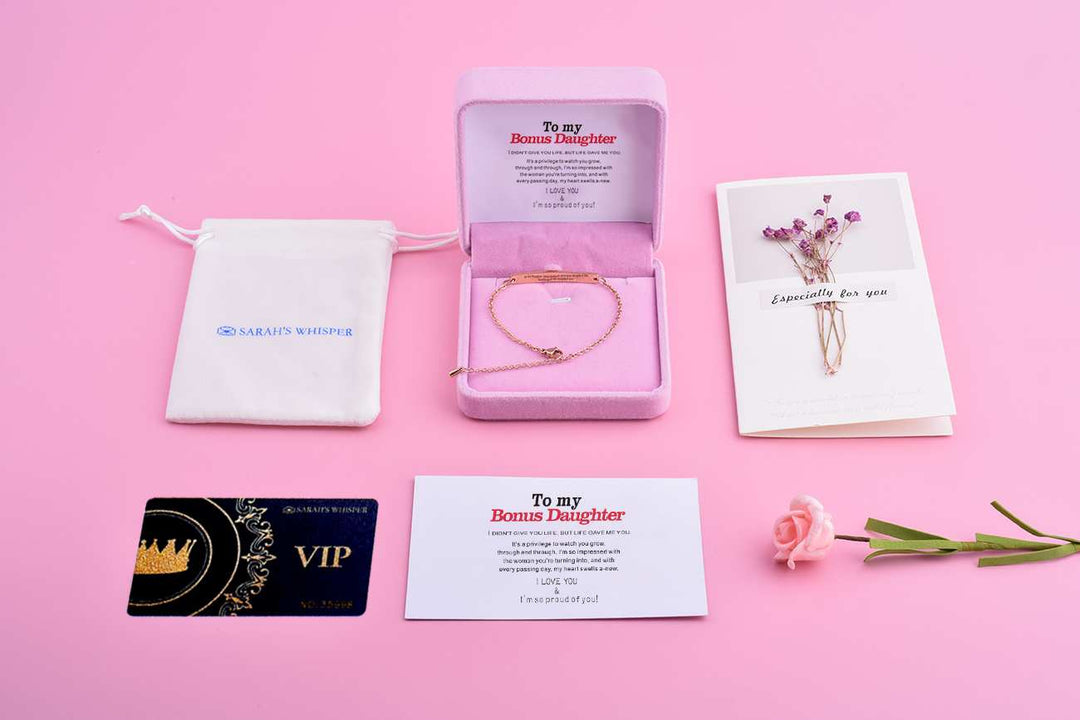 To My Bonus Daughter "Bonus Daughter I may not have given you the gift of life. But life gave me the gift of you." Bracelet [💞 Bracelet +💌 Gift Card + 🎁 Gift Box + 💐 Gift Bouquet] - SARAH'S WHISPER