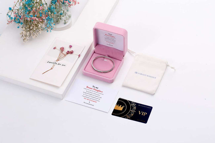 To My Bonus Daughter "Bonus Daughter I may not have given you the gift of life. But life gave me the gift of you." Diamond Bracelet [💞 Bracelet +💌 Gift Card + 🎁 Gift Box + 💐 Gift Bouquet] - SARAH'S WHISPER