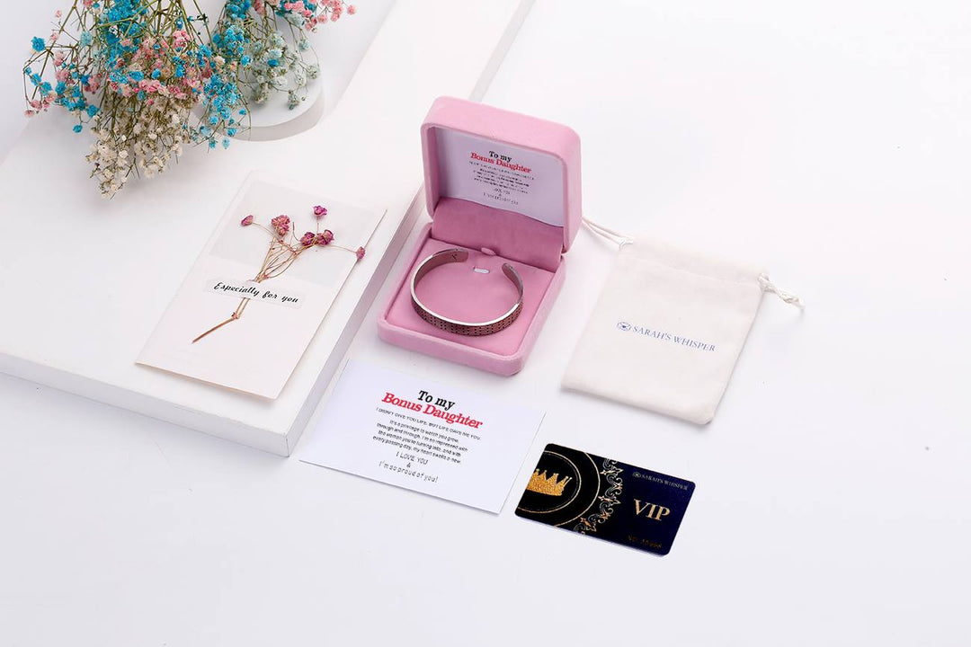 To My Bonus Daughter "Bonus Daughter I may not have given you the gift of life but life gave me the gift of you." Bracelet [💞Bracelet +💌 Gift Card + 🎁Gift Box + 💐Gift Bouquet] - SARAH'S WHISPER