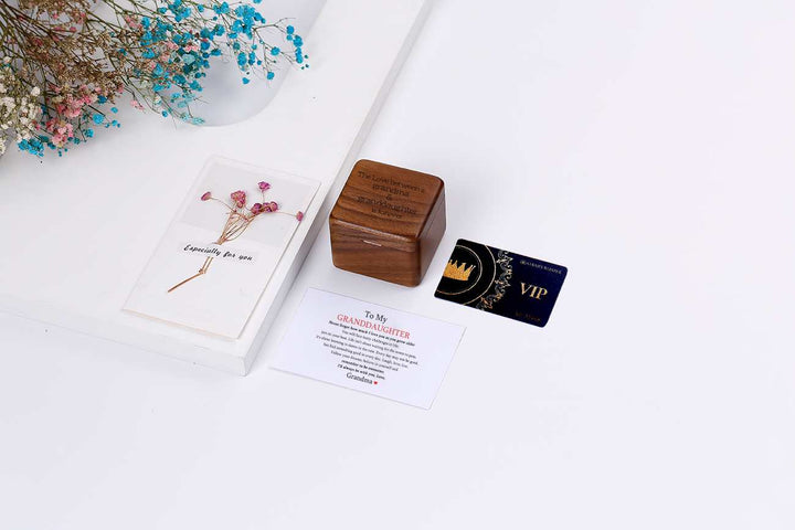 [Optional Address And Upload Photo] To My GRANDDAUGHTER "The love between a [Grandma] and Granddaughter is forever" Wooden Music Box [💞 Music Box +💌 Gift Card + 🎁 Gift Box + 💐 Gift Bouquet] - SARAH'S WHISPER