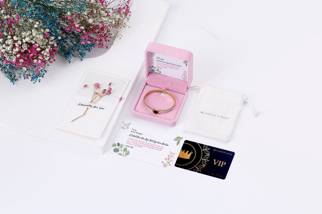 To my Bonus Daughter "BONUS DAUGHTER, I MAY NOT HAVE GIVEN YOU THE GIFT OF LIFE. BUT LIFE GAVE ME THE GIFT OF YOU"BRACELET [💞BRACELET +💌 GIFT CARD + 🎁 GIFT BAG + 💐 GIFT BOUQUET] - SARAH'S WHISPER