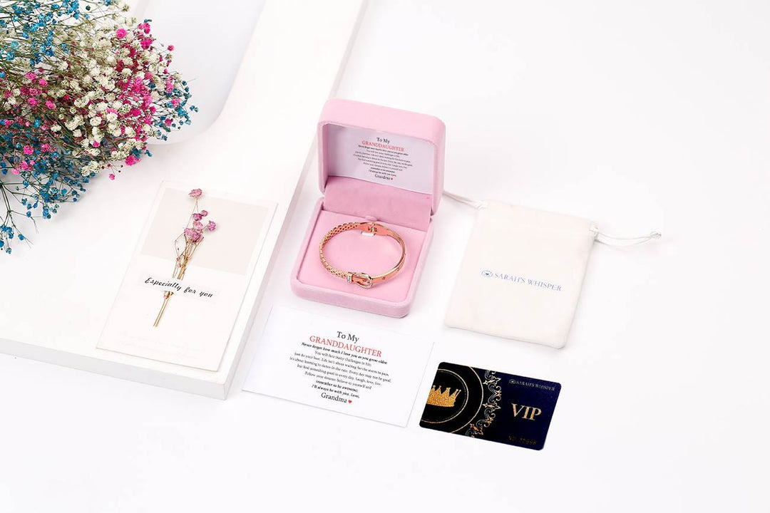 [Optional Address] To My GRANDDAUGHTER "The love between a [Grandma] and Granddaughter is forever" Belt Bracelet [💞 Bracelet +💌 Gift Card + 🎁 Gift Box + 💐 Gift Bouquet] - SARAH'S WHISPER