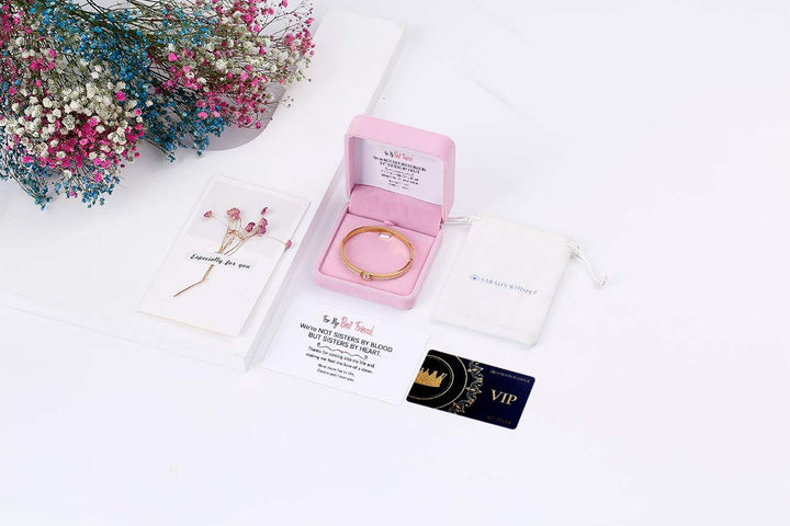 For My Best Friend "Not Sisters by Blood But Sisters by Heart" Rome Number Bracelet [💞 Bracelet +💌 Gift Card + 🎁 Gift Bag + 💐 Gift Bouquet] - SARAH'S WHISPER