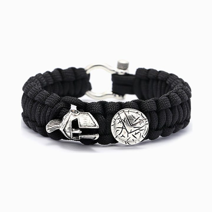 Stylish black bracelet with motivational card in a gift box.