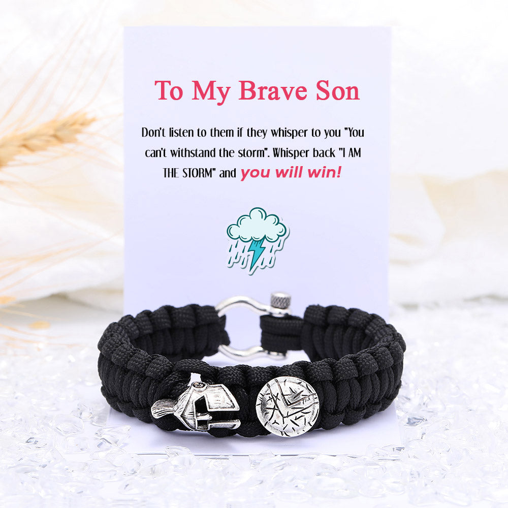 Stylish black bracelet with motivational card in a gift box.