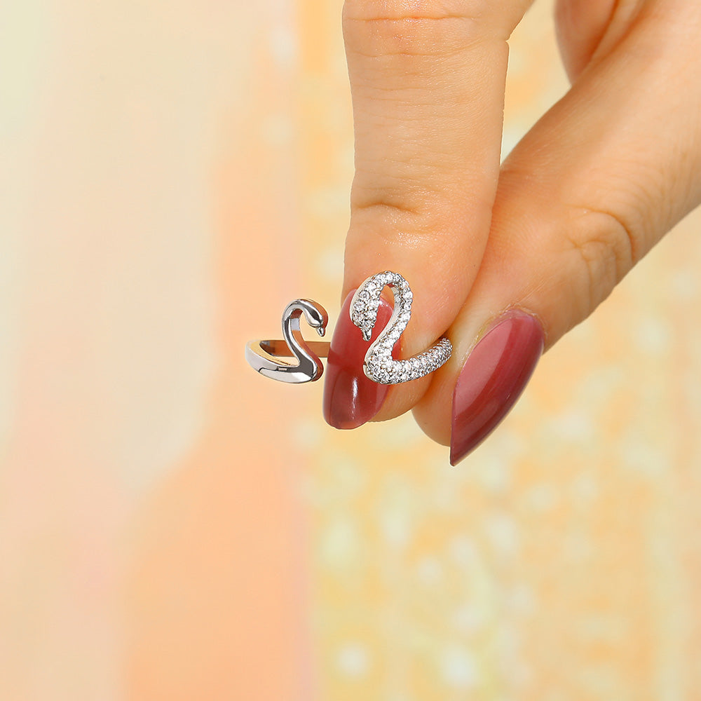 To My Granddaughter "Love you" Double Swan Ring