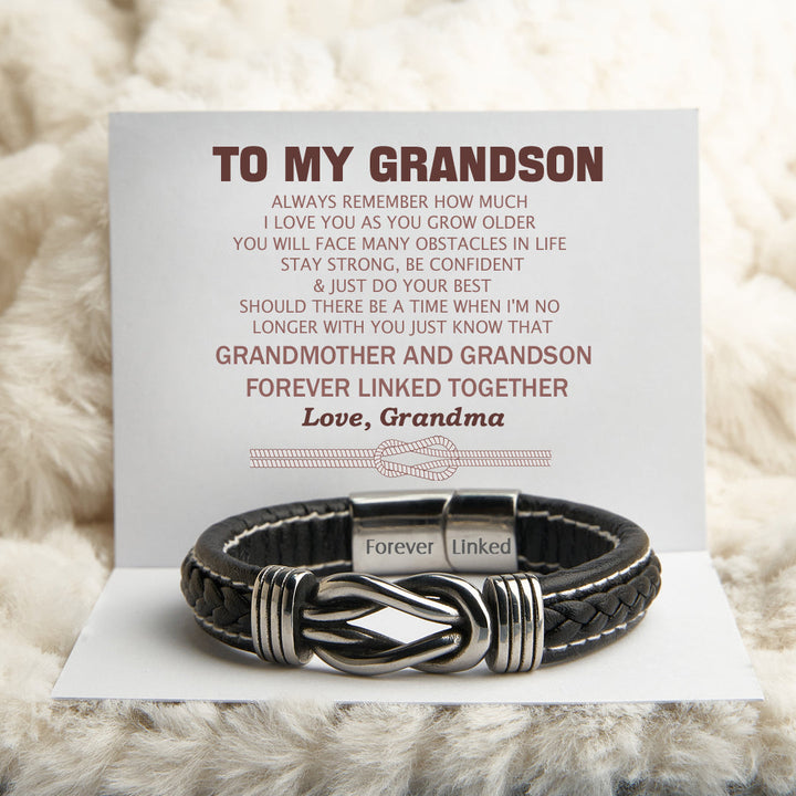 To My Grandson "STAY STRONG, BE CONFIDENT & JUST DO YOUR BEST" Leather Braided Bracelet