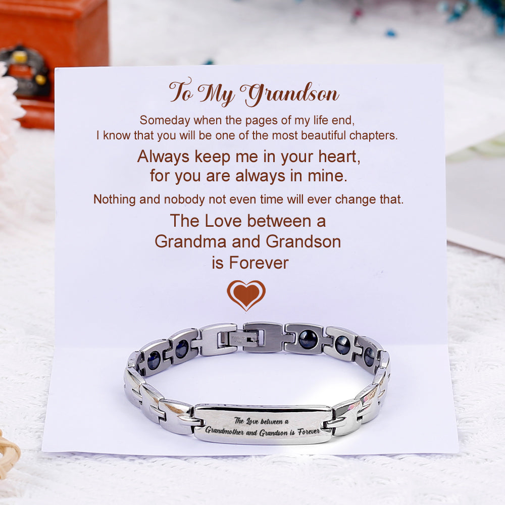 [Custom Name] To My Grandson "Forever Love" Men's Bracelet