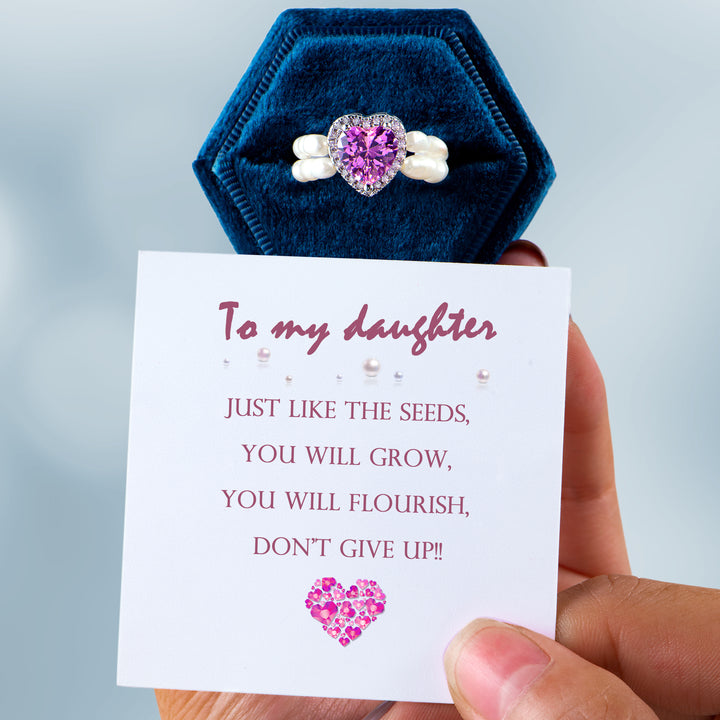 To my daughter "Just like the seeds, you will grow, you will flourish, don’t give up" Adjustable Ring