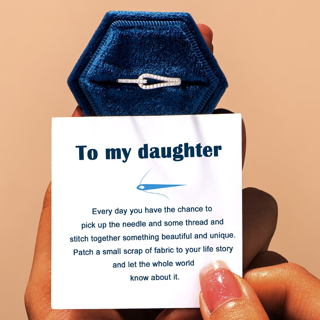 To My Daughter "Patch a small scrap of fabric to your life story" Adjustable Ring