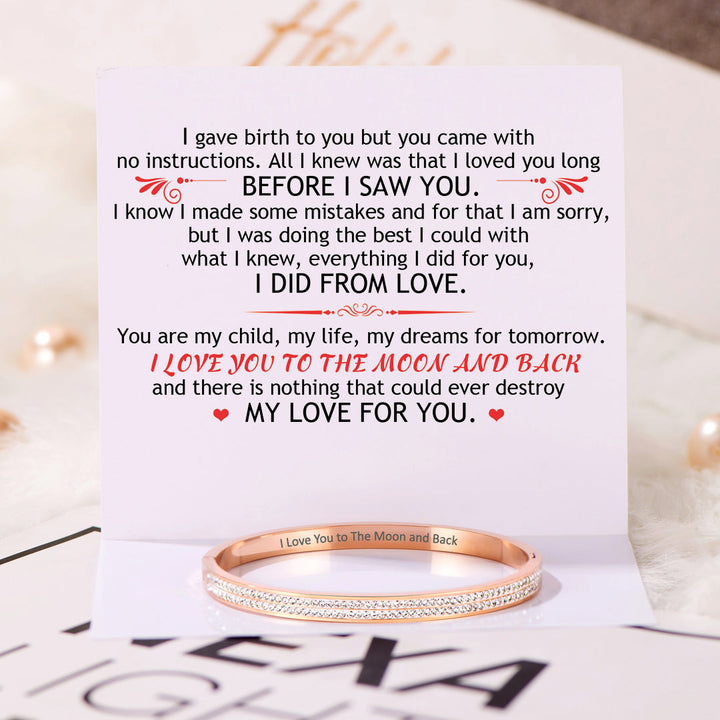 To My Daughter "I Love You to The Moon and Back" Diamond Bracelet