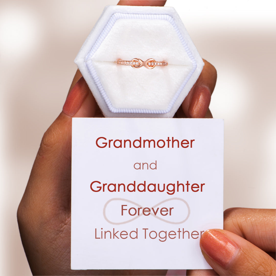 "Grandmother and Granddaughter Forever Linked Together" Infinite Love Ring