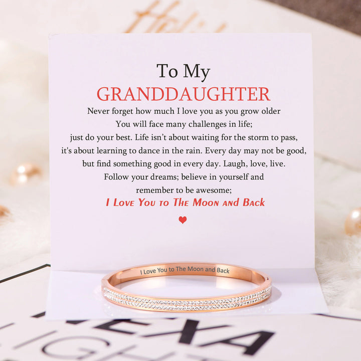 To My Granddaughter "I Love You To The Moon And Back" Diamond Bracelet