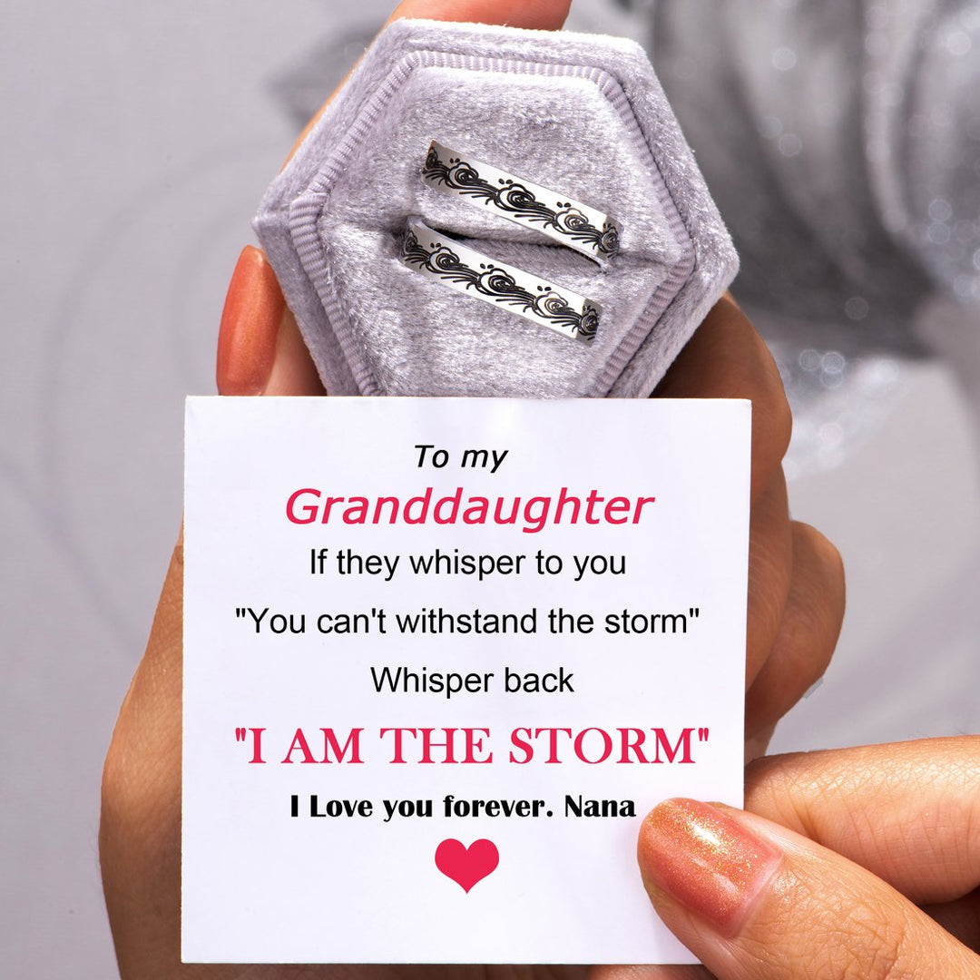 To My Granddaughter "I Am The Storm"  Adjustable Ring