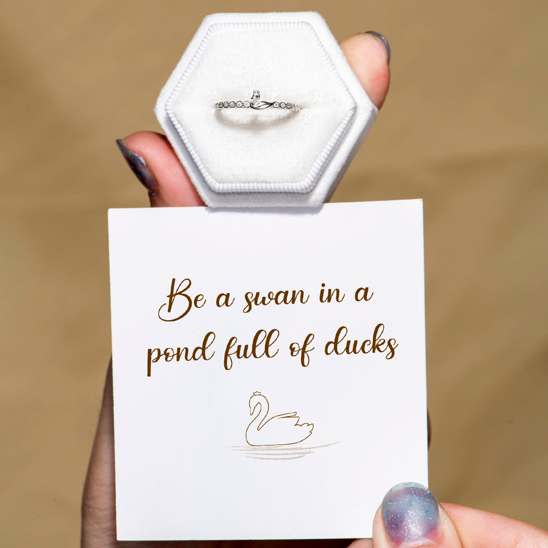 "Be a swan in a pond full of ducks" Adjustable Cygnet Ring