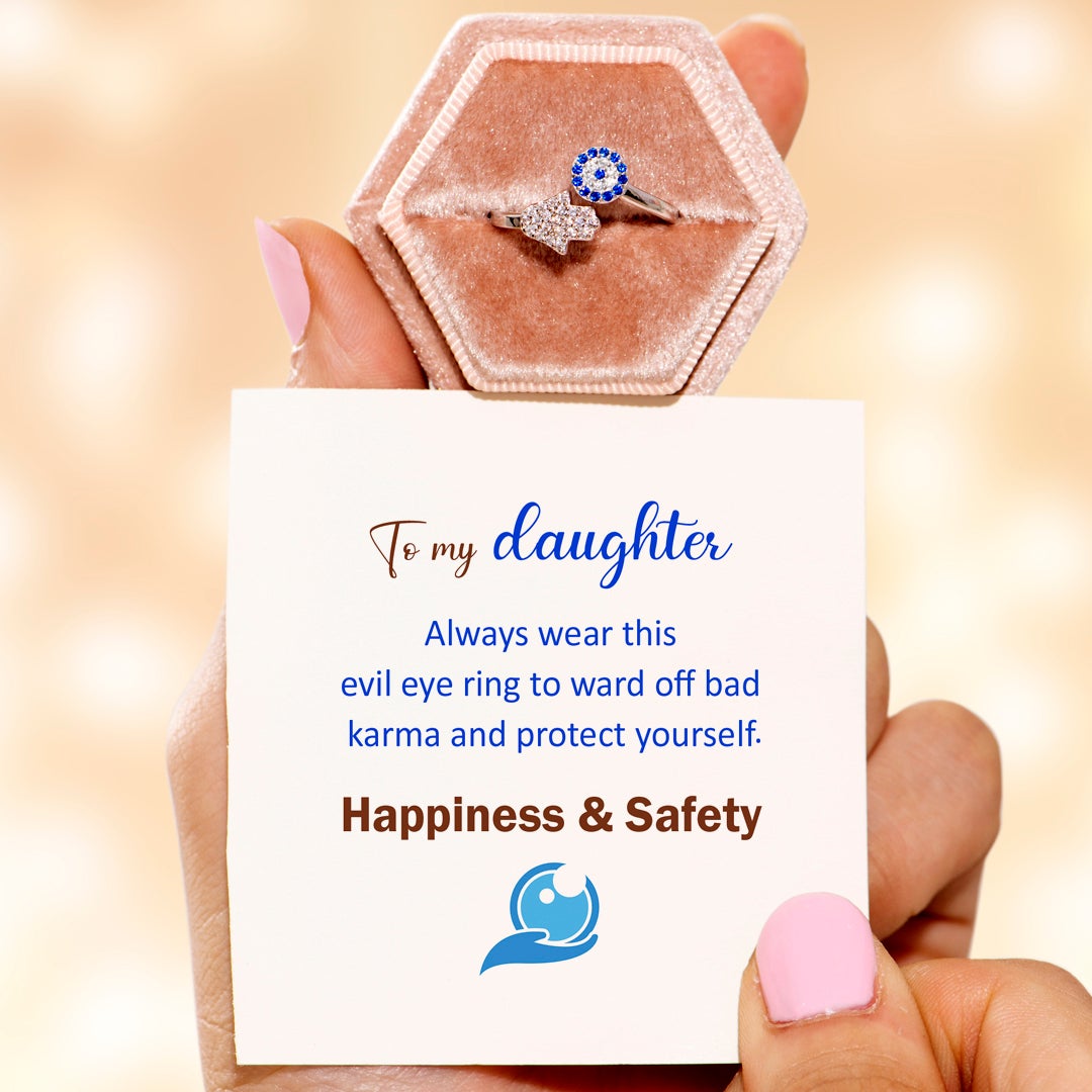 To My Daughter "Happiness & Safety" Adjustable Ring