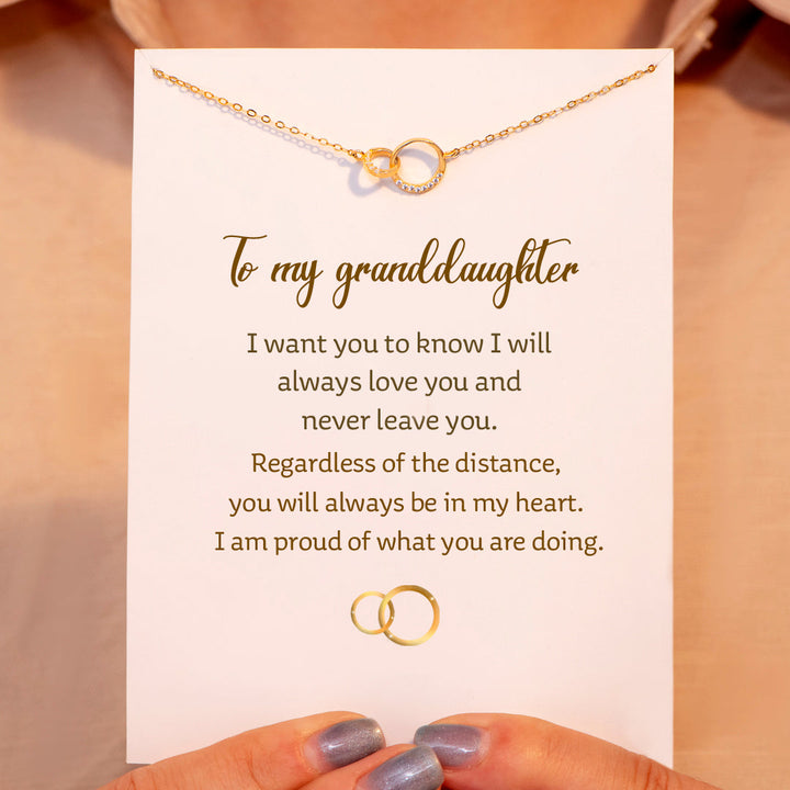 To My Granddaughter "I am proud of what you are doing." Double Ring Necklace