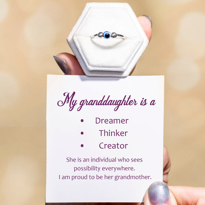 To My granddaughter "I am proud to be her grandmother" Rotation Anxiety Ring