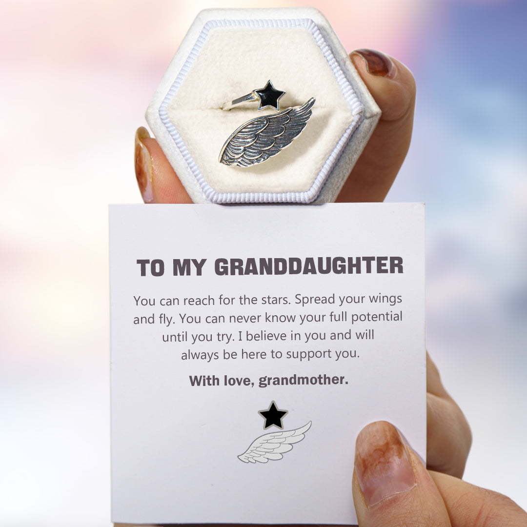 To My Granddaughter "Always be here to support you" Star Wing Ring