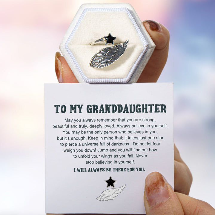 To My Granddaughter "I will always be there for you" Star Wing Ring
