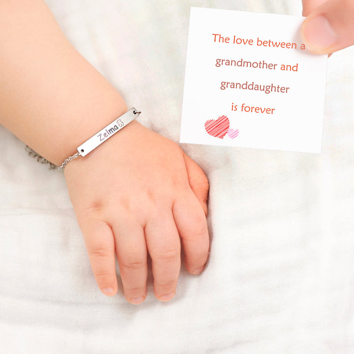 "The love between a grandmother and granddaughter is forever" Custom Kids Bracelet