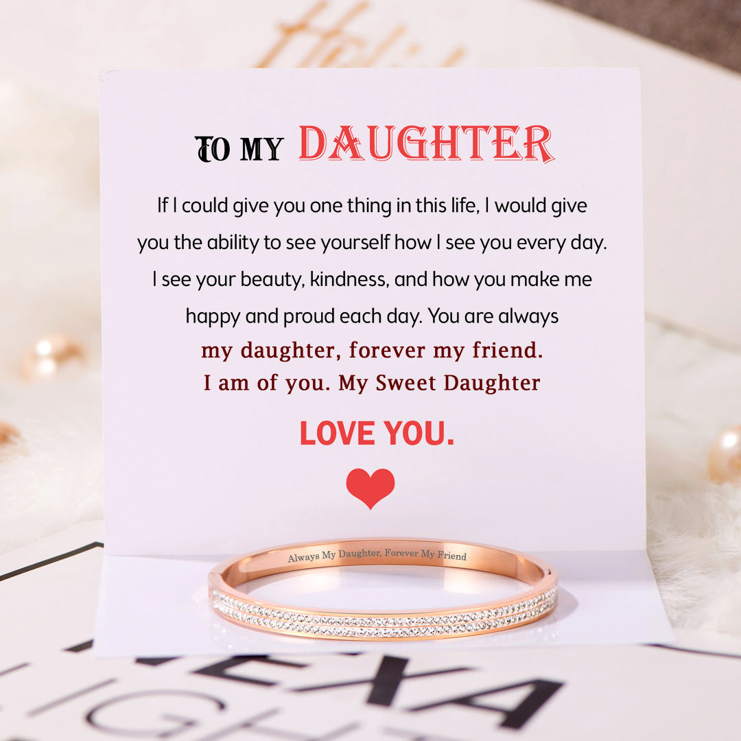 To My Daughter "Always My Daughter, Forever My Friend" Diamond Bracelet