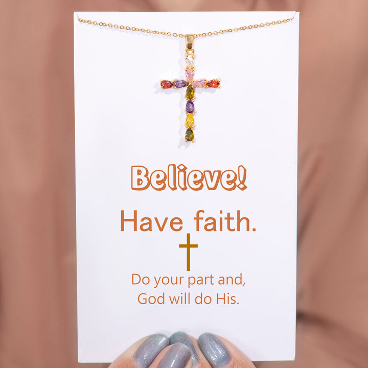 "Believe! Have faith" Cross Necklace