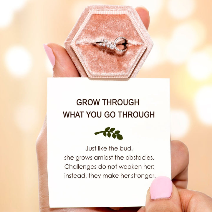 "Grow Through What You Go Through" Adjustable Leaf Ring