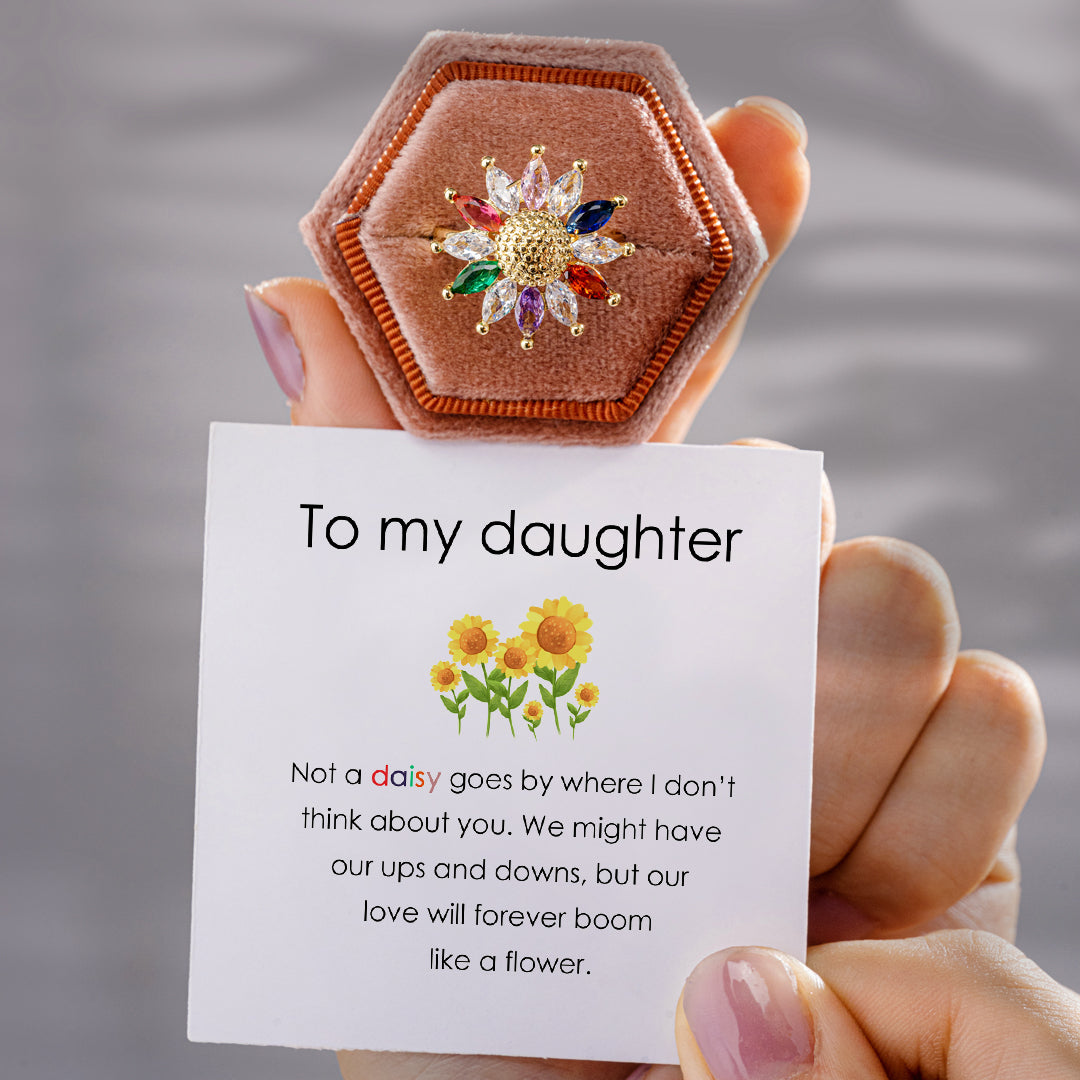 To My Daughter "Our love will forever boom like a flower" Adjustable Ring