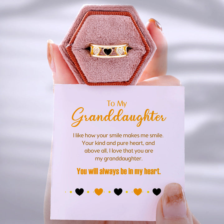 To My Granddaughter "You will always be in my heart" Serial Heart Ring