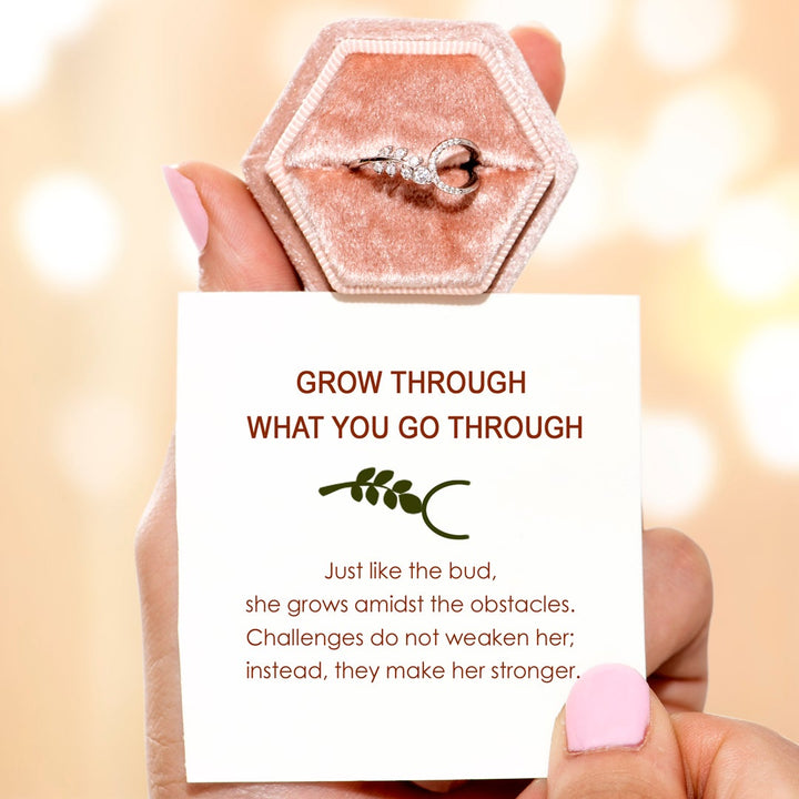 "Grow Through What You Go Through" Adjustable Leaf Ring