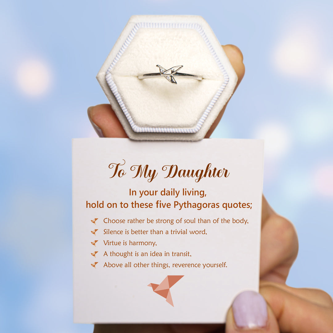 To My Daughter "In your daily living, hold on to these five Pythagoras quotes" Pythagoras Theorem Ring