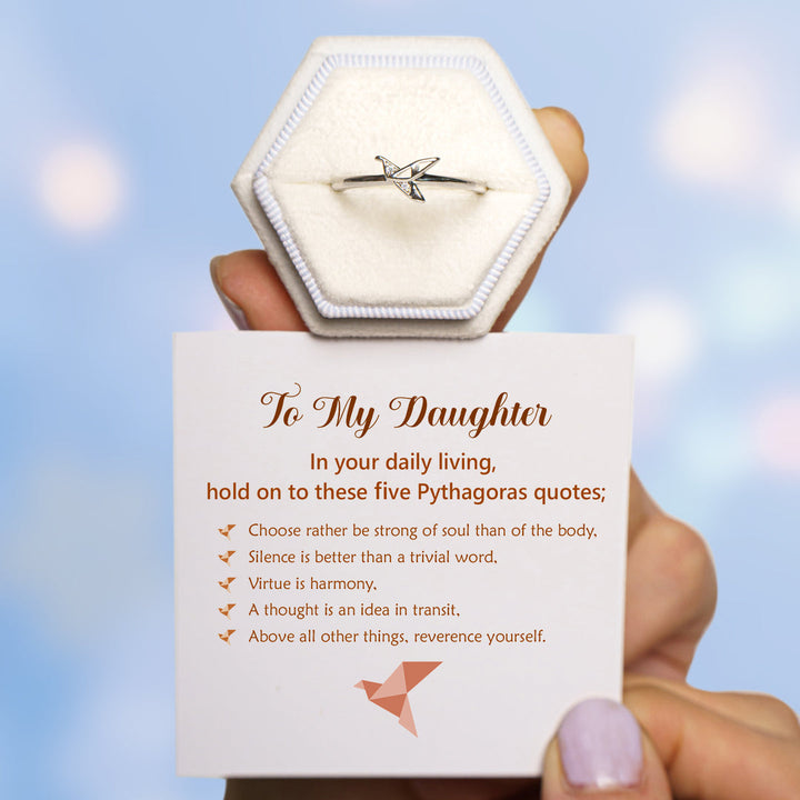 To My Daughter "In your daily living, hold on to these five Pythagoras quotes" Pythagoras Theorem Ring