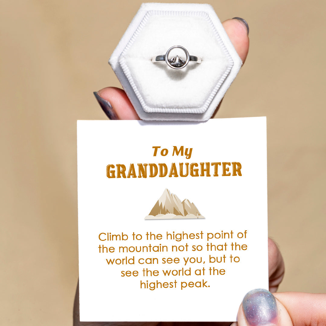 To My Granddaughter "See the world at the highest peak" Adjustable Mountain Ring