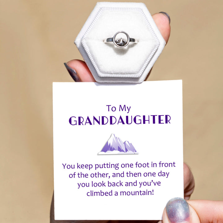 To My Granddaughter "You’ve climbed a mountain" Adjustable Mountain Ring