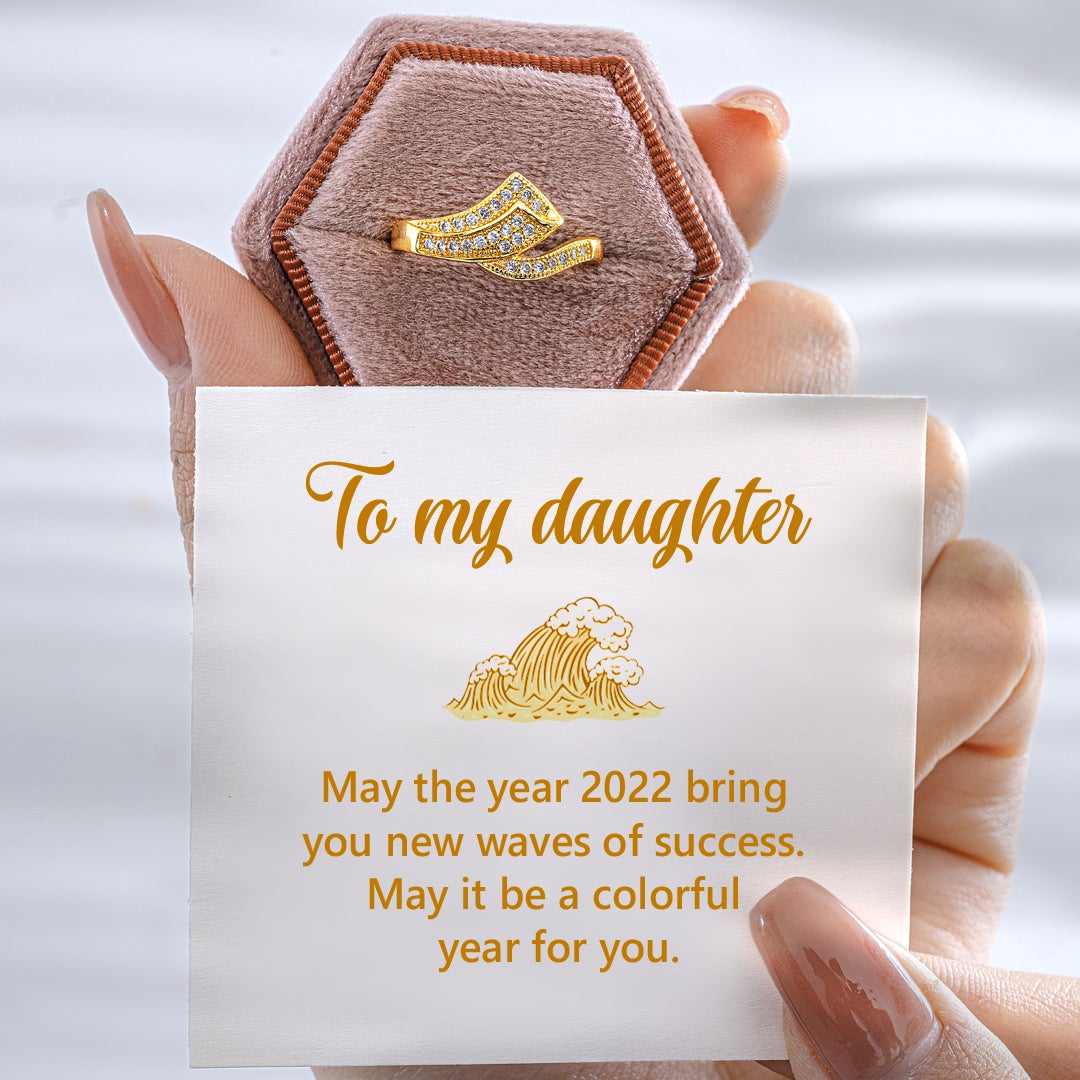 To My Daughter "New waves of success" 18K Gold Plated Ring