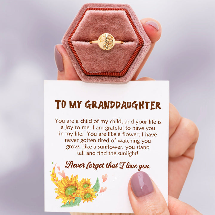 To My Granddaughter "Stand tall and find the sunlight" Flower Ring