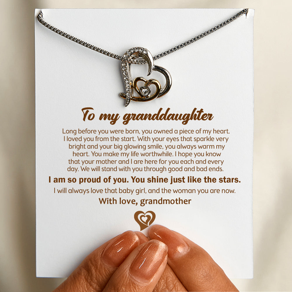 To My Granddaughter "You owned my heart from the start" Heart Necklace