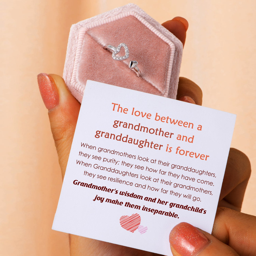 "Grandmother's wisdom and her grandchild's joy make them inseparable" Double Heart Ring