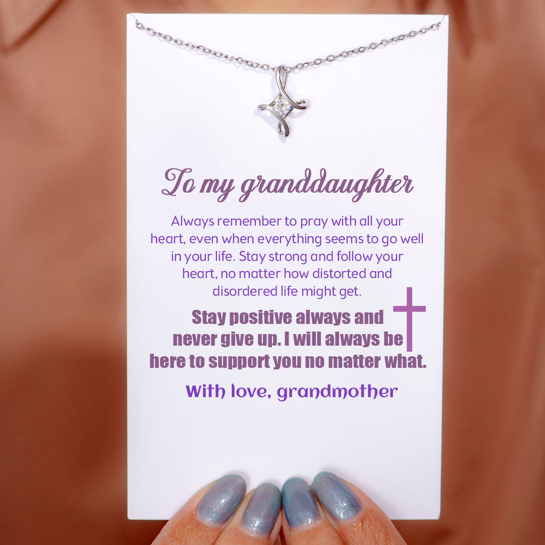To My Granddaughter "Stay positive always and never give up" Cross Necklace