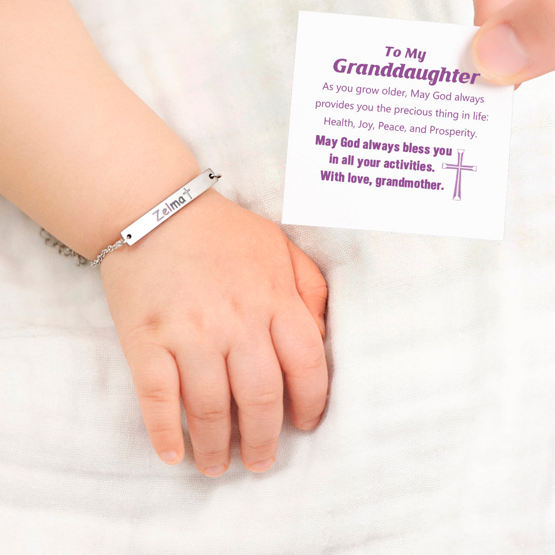 To My Granddaughter "May God always bless you" Custom Kids Bracelet