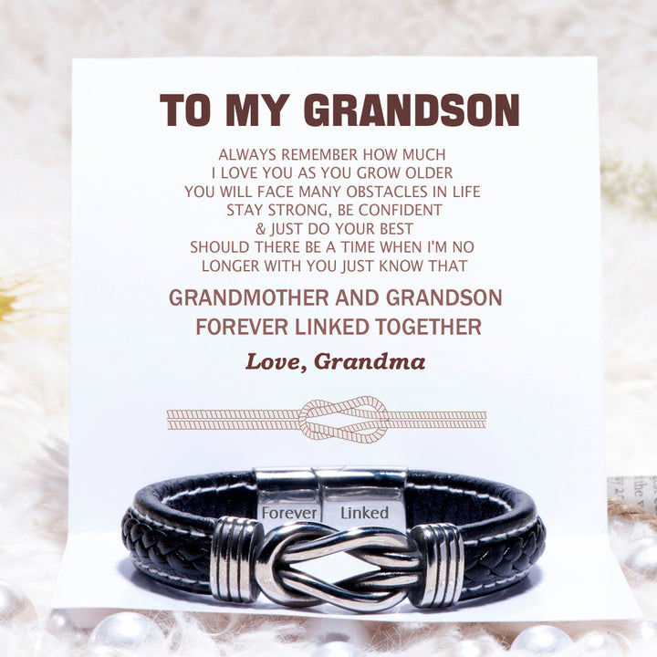 To My Grandson "STAY STRONG, BE CONFIDENT & JUST DO YOUR BEST" Leather Braided Bracelet