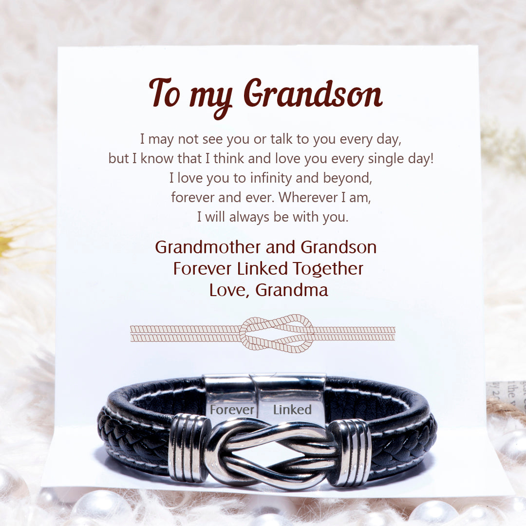 To My Grandson "Love you every single day" Leather Braided Bracelet