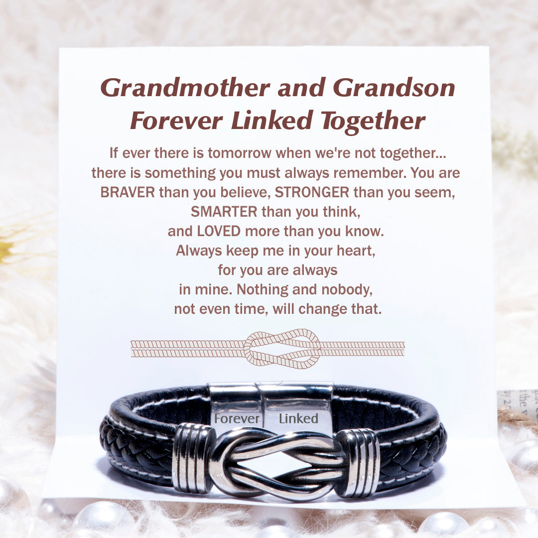 To My Grandson "Always keep me in your heart, for you are always in mine" Leather Braided Bracelet