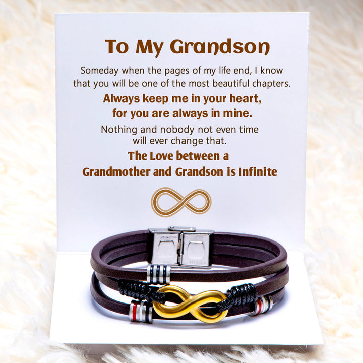 To My Grandson "Infinite Love" Leather Bracelet