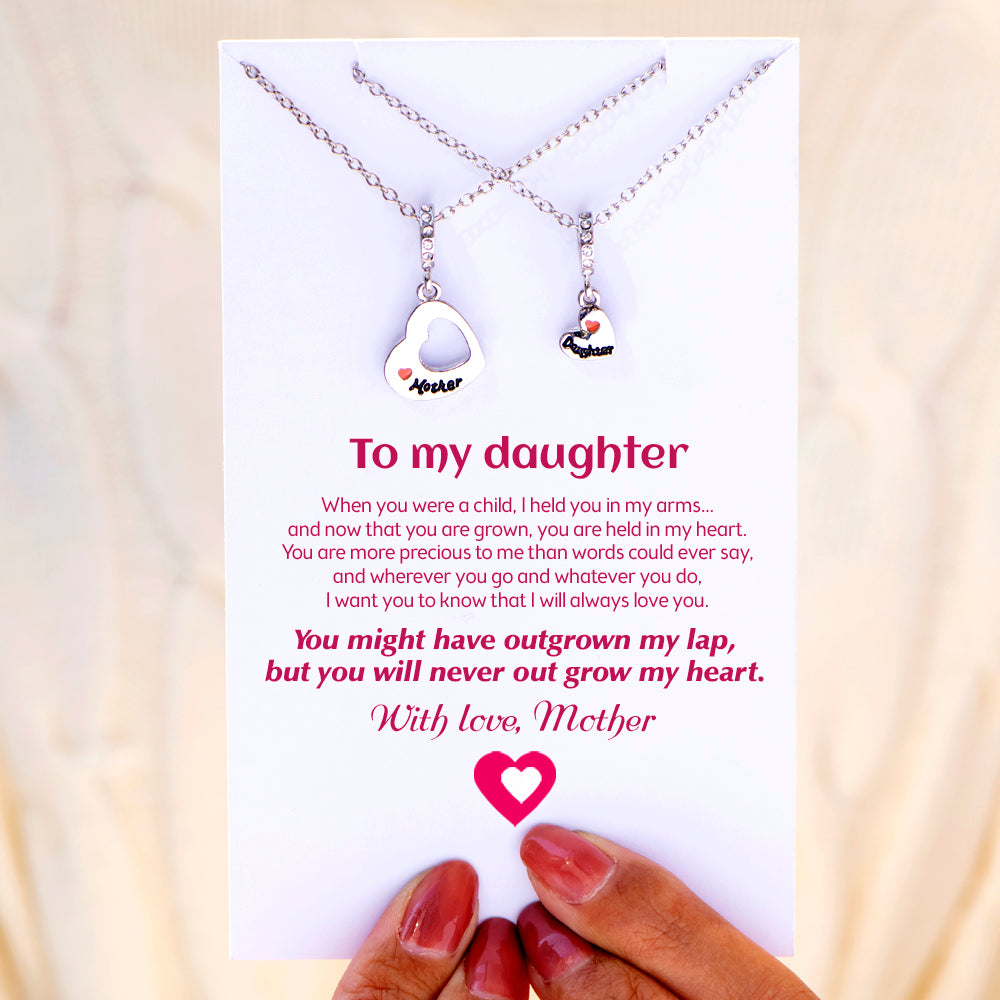 To My Daughter "You might have outgrown my lap, but you will never outgrow my heart" Heart Necklace