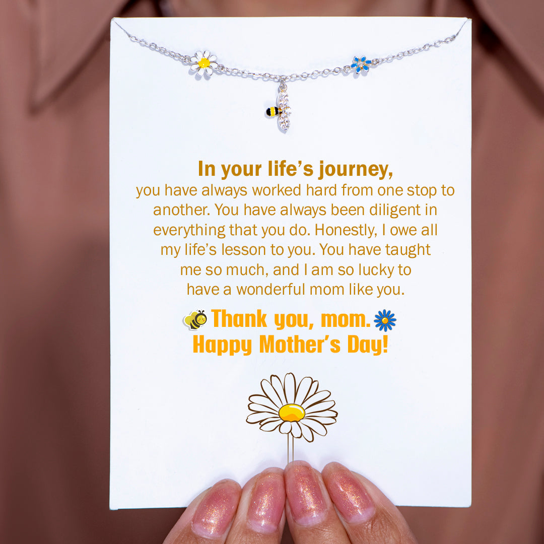 To My Mother "A wonderful mom like you" Bee & Daisy Bracelet